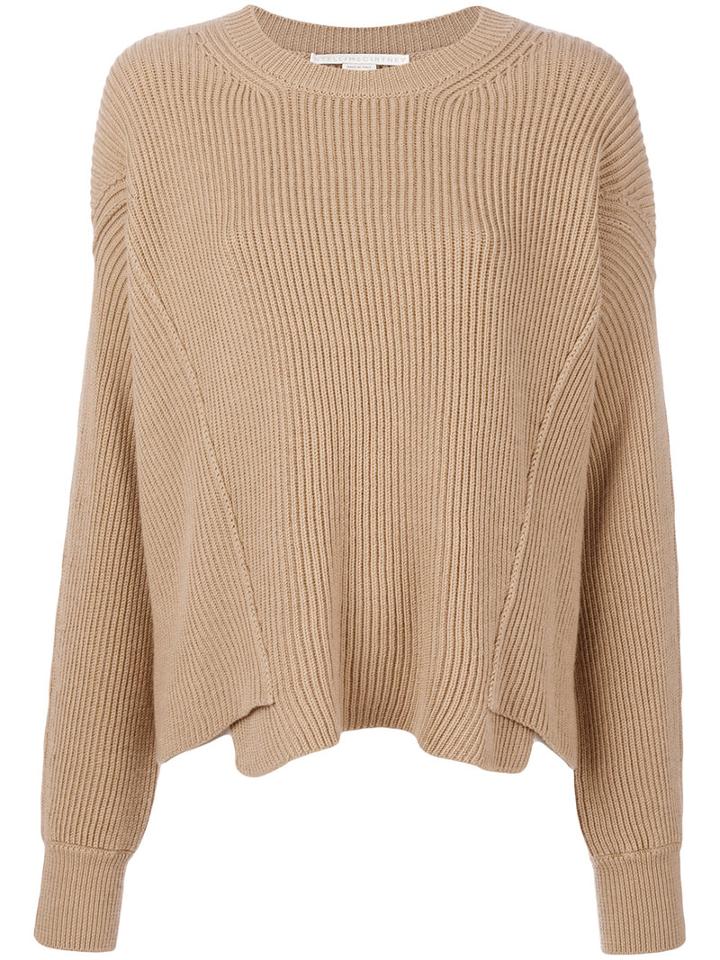 Stella Mccartney - Ribbed Jumper - Women - Virgin Wool - 40, Brown, Virgin Wool