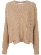 Stella Mccartney - Ribbed Jumper - Women - Virgin Wool - 40, Brown, Virgin Wool