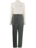 Semicouture Ribbed Collar Jumpsuit - Neutrals
