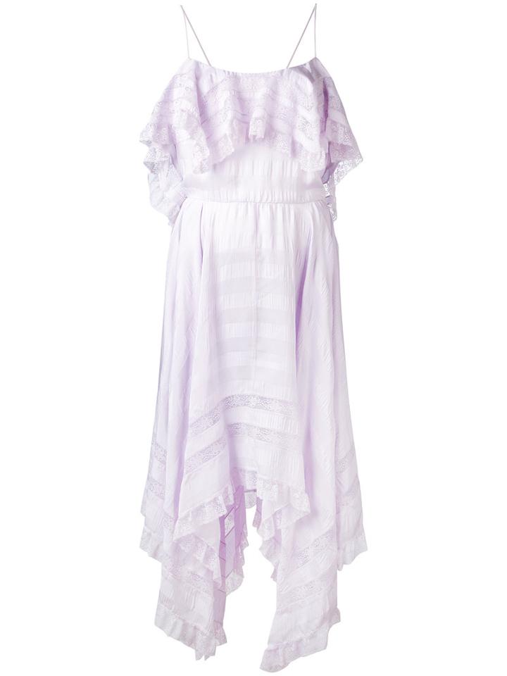 Philosophy Di Lorenzo Serafini - Lace-trimmed Ruffled Dress - Women - Polyamide/viscose - 44, Pink/purple, Polyamide/viscose