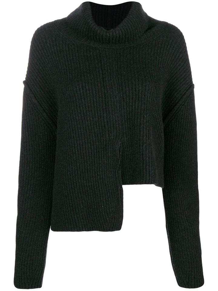 Isabel Benenato Boxy Asymmetrical Turtleneck - Black