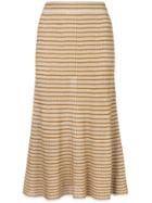 Sonia Rykiel Ribbed Lurex Striped Skirt - Nude & Neutrals