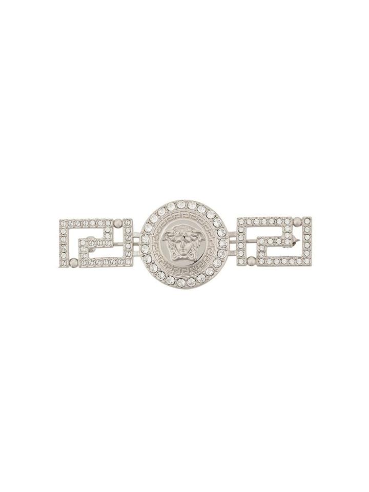 Versace Crystal Medusa Brooch - Silver