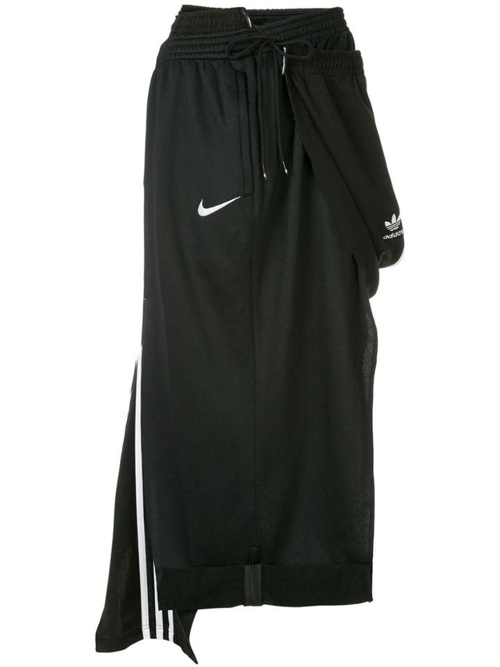 Tiger In The Rain Reconstructed Adidas And Nike Skirt - Black