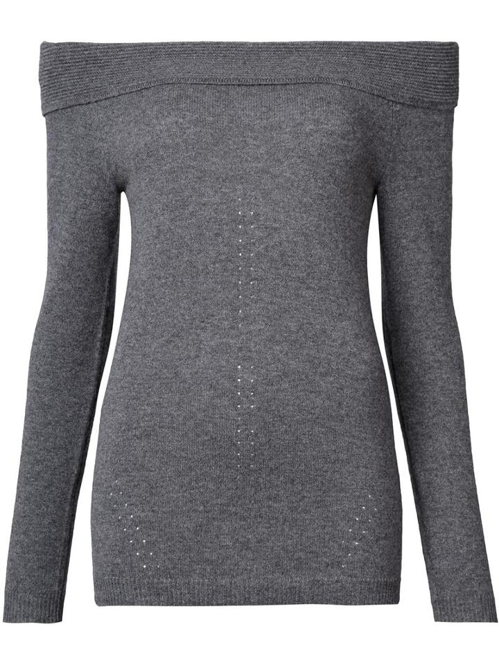 Nicole Miller Off-shoulder Jumper, Women's, Size: Small, Grey, Cashmere