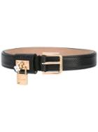 Dolce & Gabbana Padlock Belt, Women's, Size: 80, Black, Calf Leather