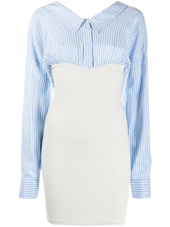 Unravel Project Poplin-panelled Dress - Neutrals