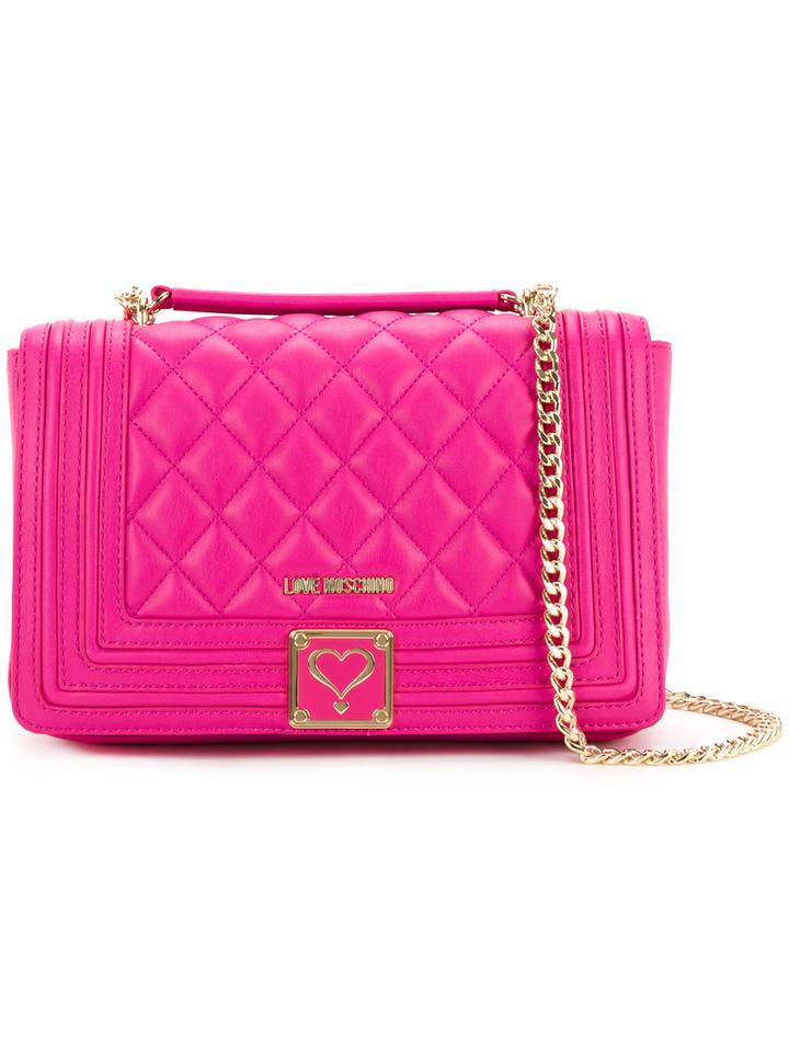 Quilted Shoulder Bag - Women - Polyurethane - One Size, Pink/purple, Polyurethane, Love Moschino
