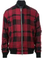 Sacai Checked Bomber Jacket, Men's, Size: 4, Black, Polyester/rayon