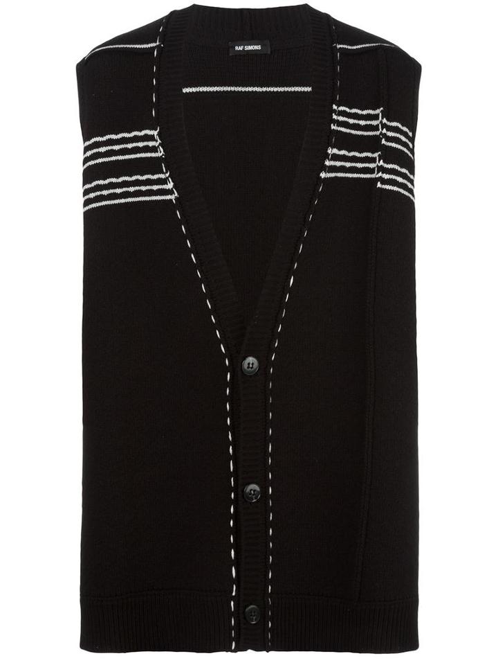 Raf Simons Oversized Sleeveless Cardigan, Men's, Black, Wool