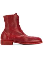Guidi Lace Up Ankle Boots - Red