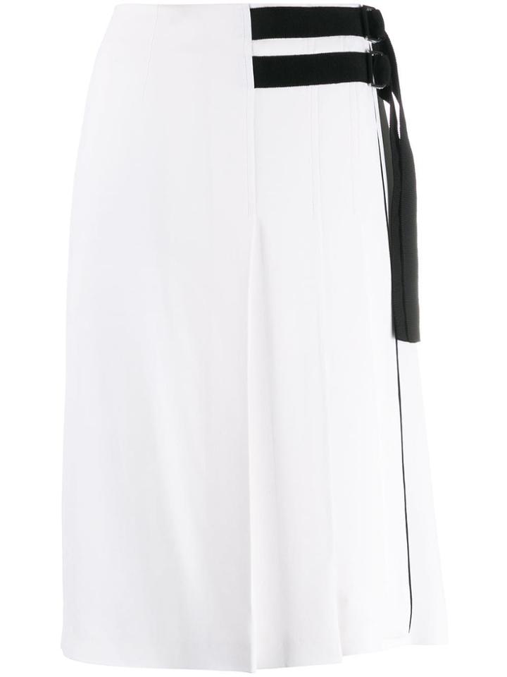 Fay Contrasting Stripe Pleated Skirt - White