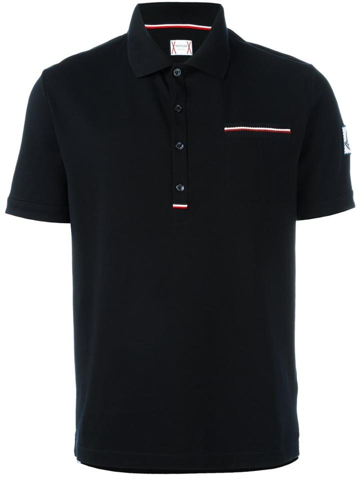 Moncler Gamme Bleu Logo Patch Polo Shirt, Men's, Size: Medium, Blue, Cotton