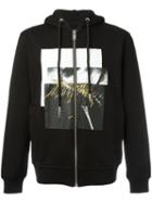 Les Hommes Squares Print Zipped Hoody, Men's, Size: Large, Black, Cotton