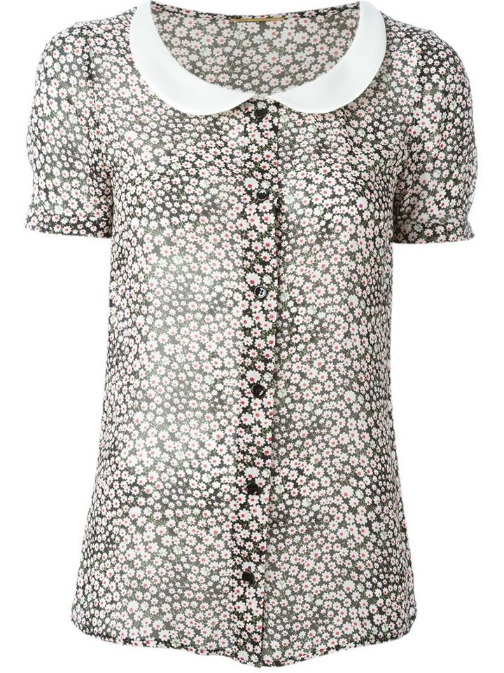 Saint Laurent Floral Print Blouse, Women's, Size: 36, Black, Silk/viscose