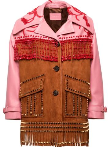 Prada Suede And Leather Jacket - Pink