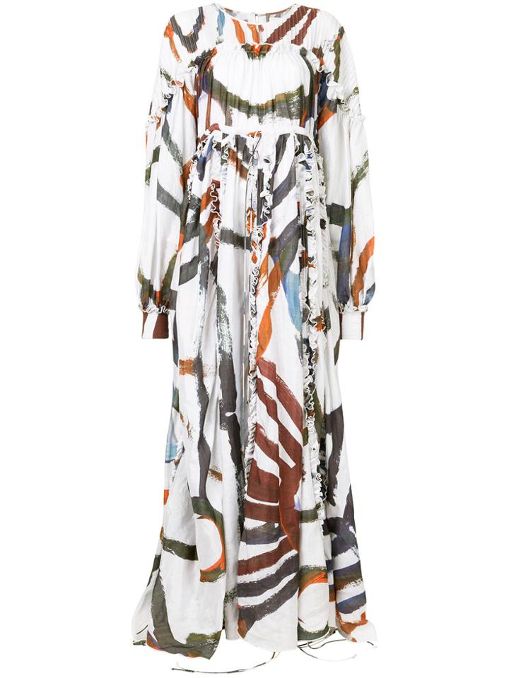 Aje. Textured Printed Maxi Dress - White