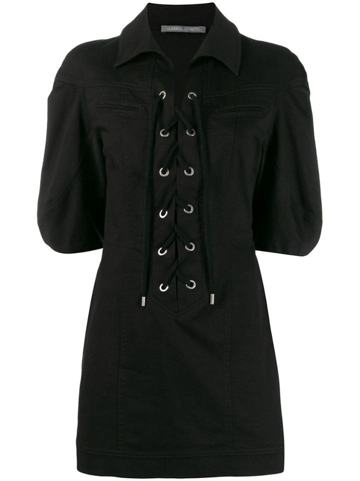 Alberta Ferretti Lace-up Mini Dress - Black
