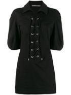 Alberta Ferretti Lace-up Mini Dress - Black
