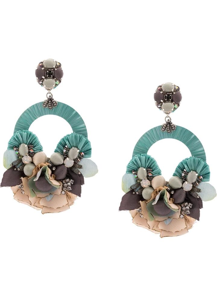 Ranjana Khan Floral-appliquéd Earrings - Blue