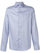 Canali Geometric Print Spread Collar Shirt - Blue