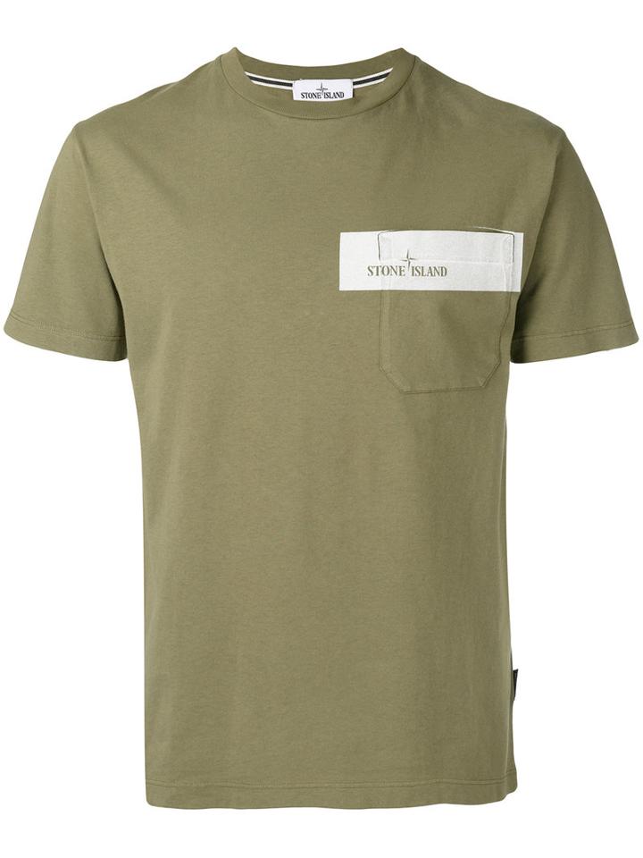 Stone Island Chest Pocket T-shirt, Men's, Size: Xxl, Green, Cotton