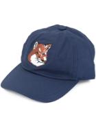 Maison Kitsuné Fox Embroidered Baseball Cap - Blue