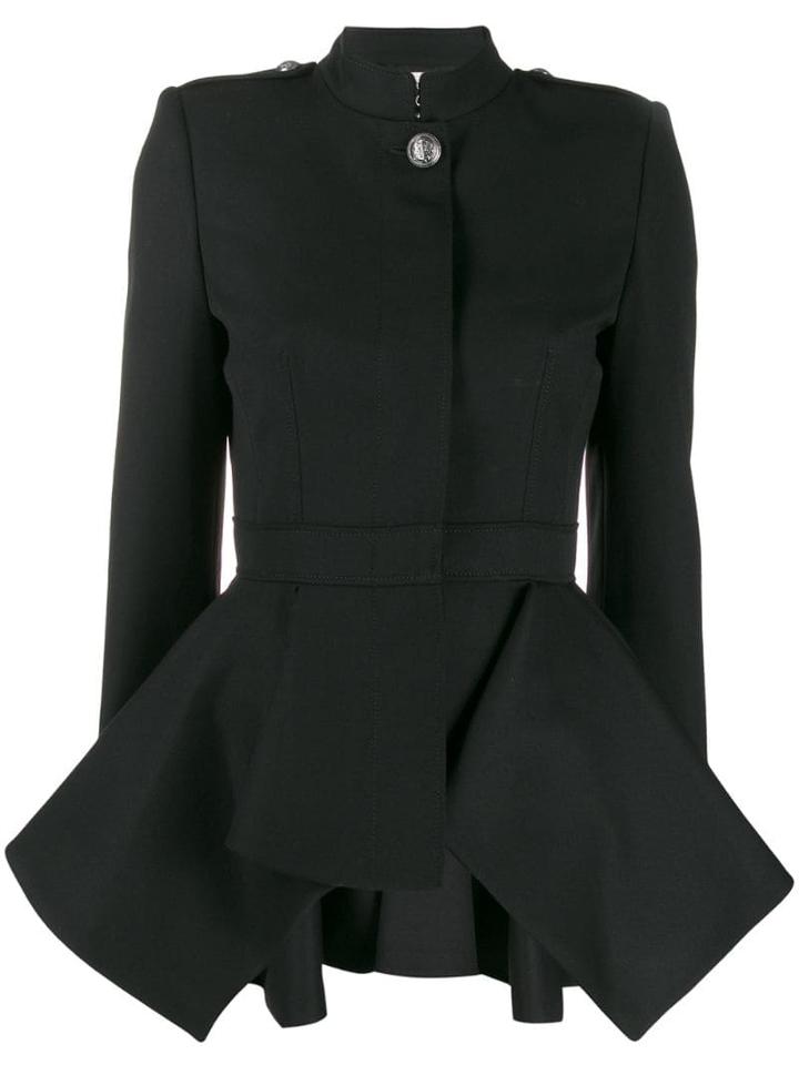 Alexander Mcqueen Draped Peplum Military Jacket - Black