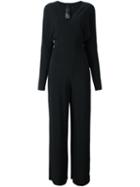 Norma Kamali Kamalikulture + Norma Kamali Flared Jumpsuit, Women's, Size: Medium, Black, Polyester/spandex/elastane