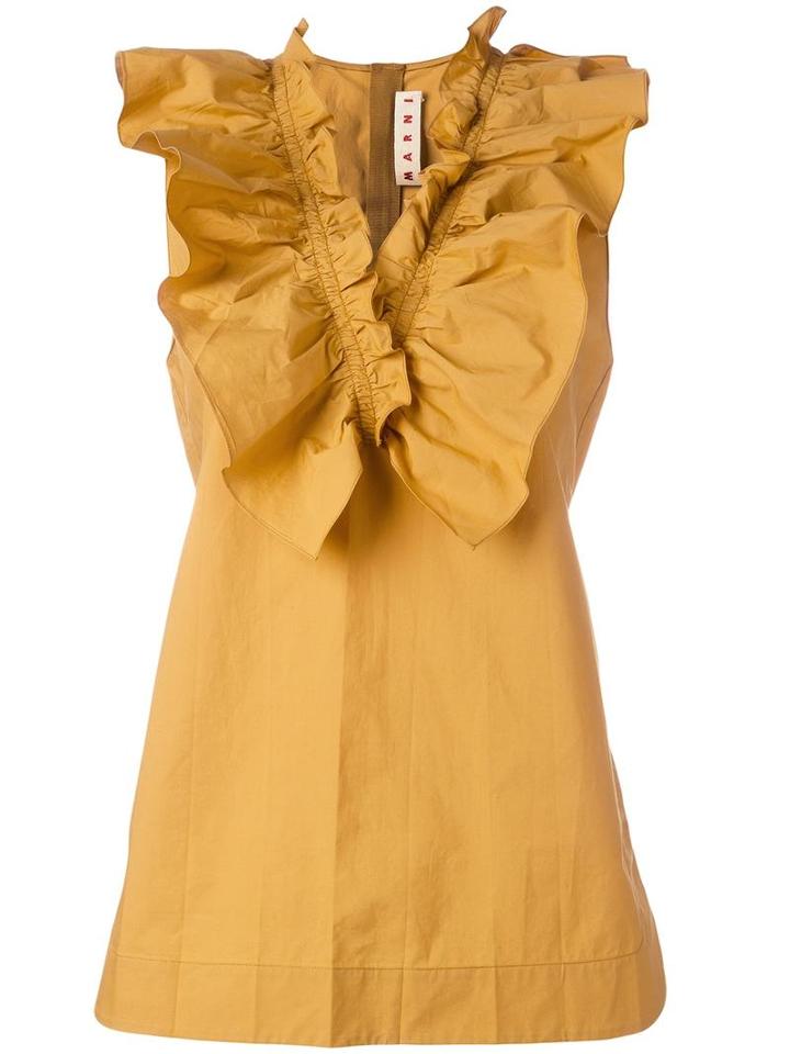 Marni Ruffle Collar Top, Women's, Size: 40, Yellow/orange, Cotton