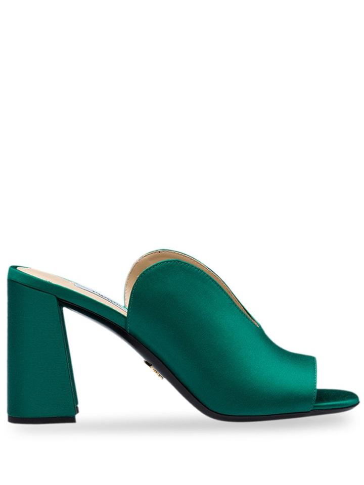 Prada Curved 85 Open-toe Mules - Green