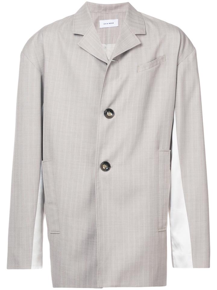Chin Mens Asymmetric Suit Jacket - Brown