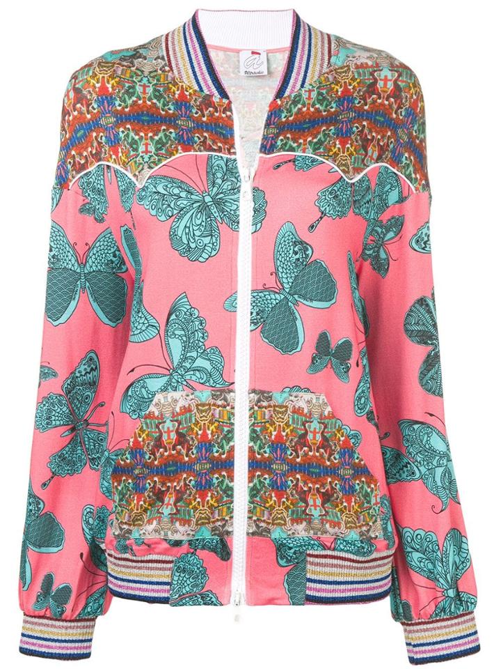 Ultràchic Butterfly Print Zipped Sweatshirt - Pink