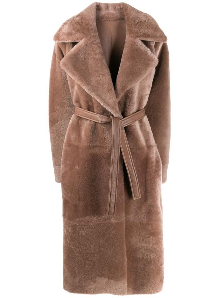 Blancha Shearling Midi Coat - Neutrals