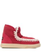 Mou Woven Detail Boots - Red