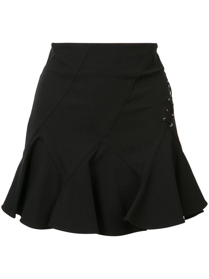 Derek Lam 10 Crosby Laced Detail Mini Skirt, Women's, Size: 2, Black, Cotton/spandex/elastane