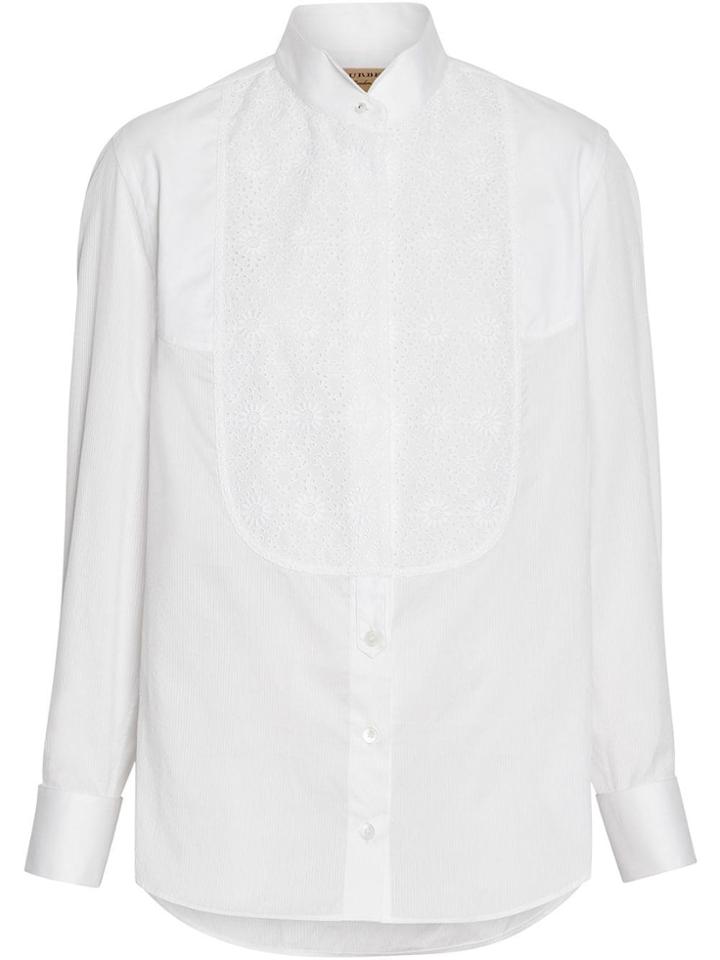 Burberry Floral Bib Silk Cotton Shirt - White