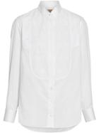 Burberry Floral Bib Silk Cotton Shirt - White