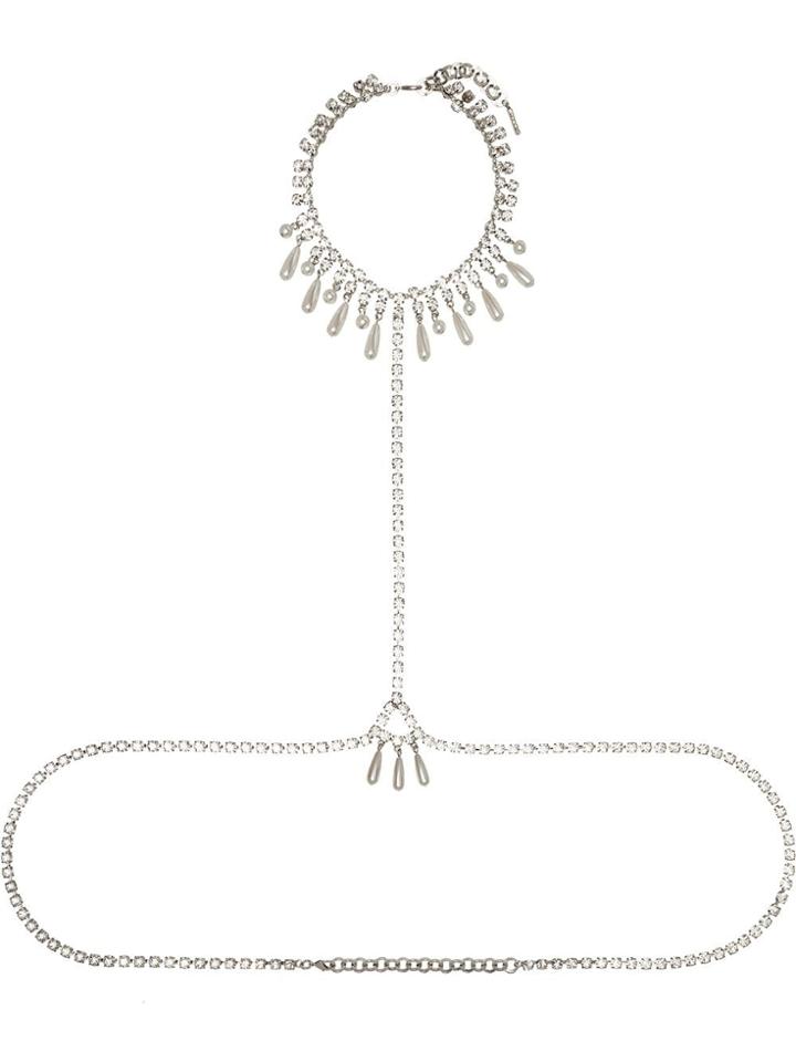 Alessandra Rich Embellished Body Chain - Silver