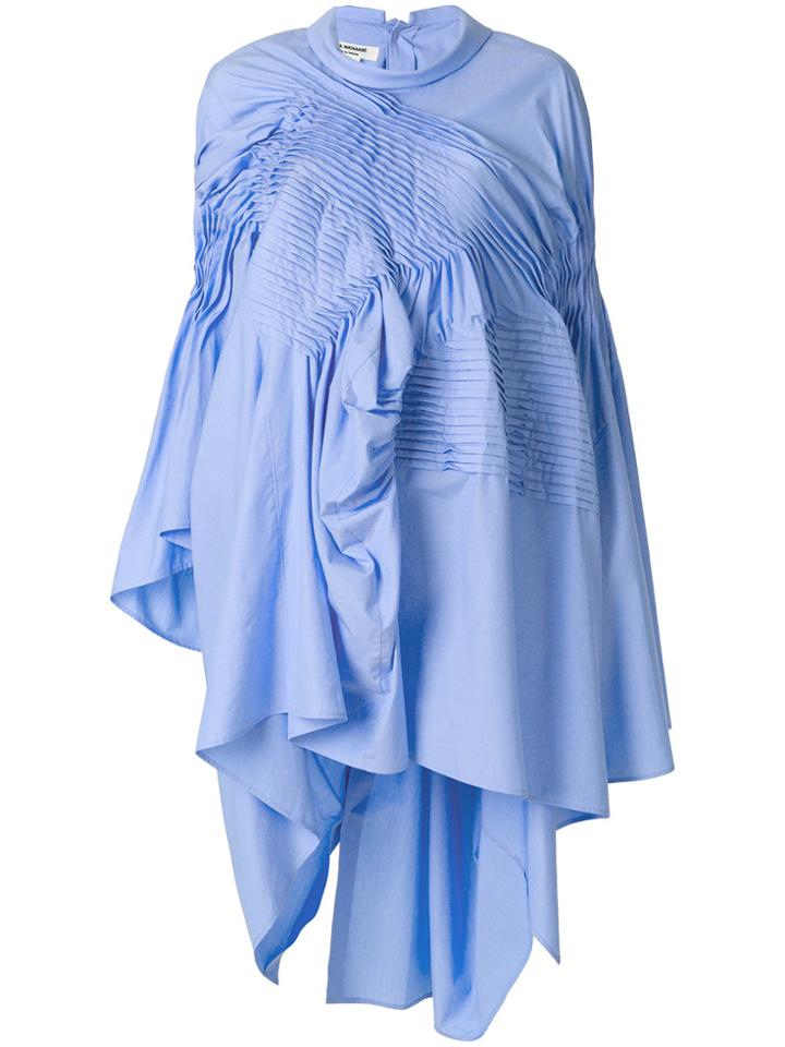 Junya Watanabe Comme Des Garçons Pleated Asymmetric Dress - Blue