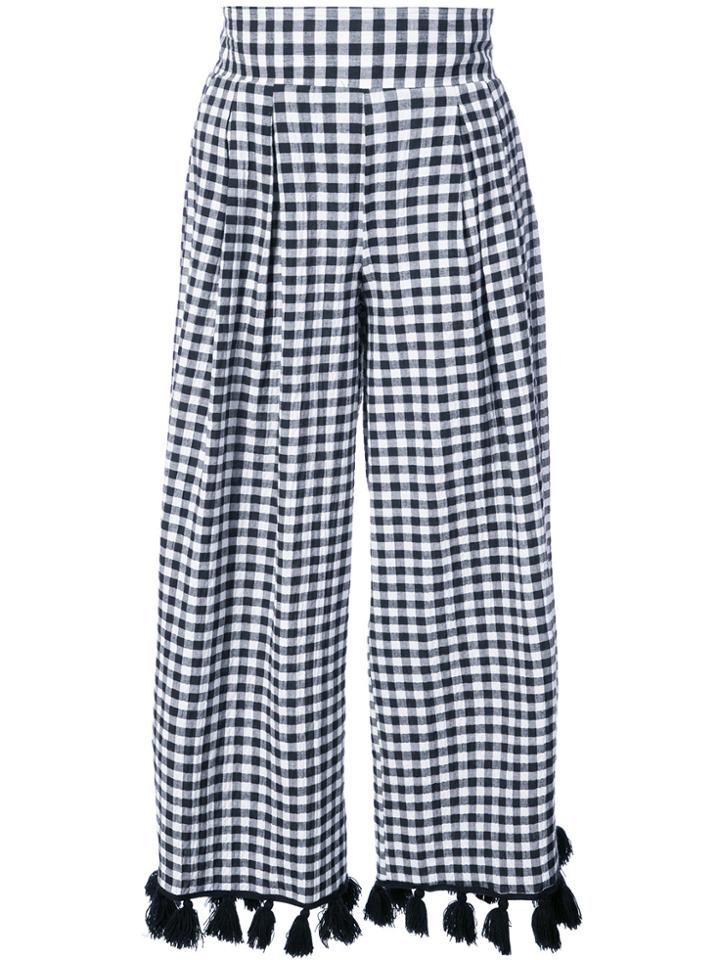 Misa Los Angeles Tasselled Gingham Trousers - Black