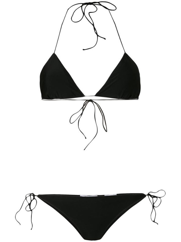 Oseree Tied Triangle Bikini - Black