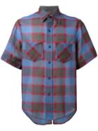 Facetasm - Checked Shortsleeved Shirt - Men - Nylon/wool - 3, Blue, Nylon/wool