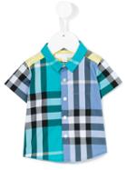 Burberry Kids - Short Sleeved Contrast Check Shirt - Kids - Cotton - 36 Mth, Blue