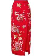 Attico Embellished Fitted Skirt - Red