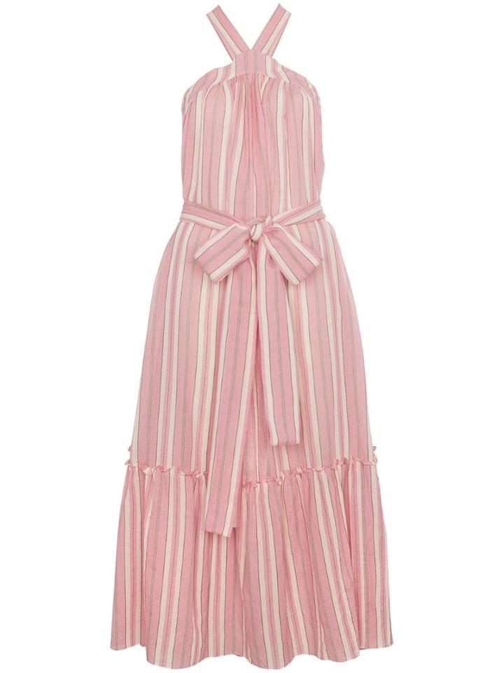 Three Graces Cotton Maxi Striped Dress - Pink