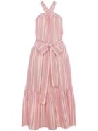 Three Graces Cotton Maxi Striped Dress - Pink