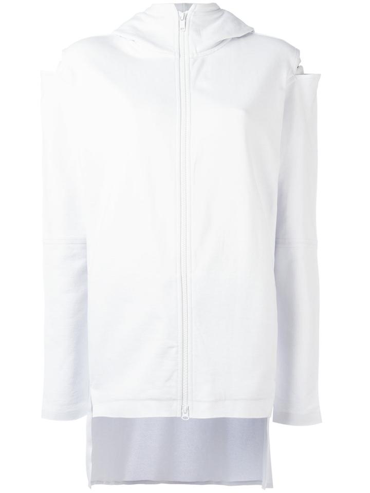 Y-3 Cut-out Zipped Hoodie, Women's, Size: Medium, White, Cotton