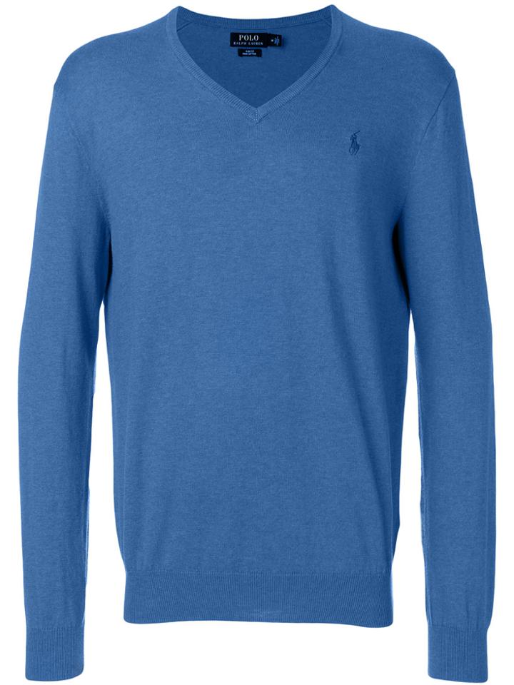 Polo Ralph Lauren Fine Knit V-neck Sweater - Blue