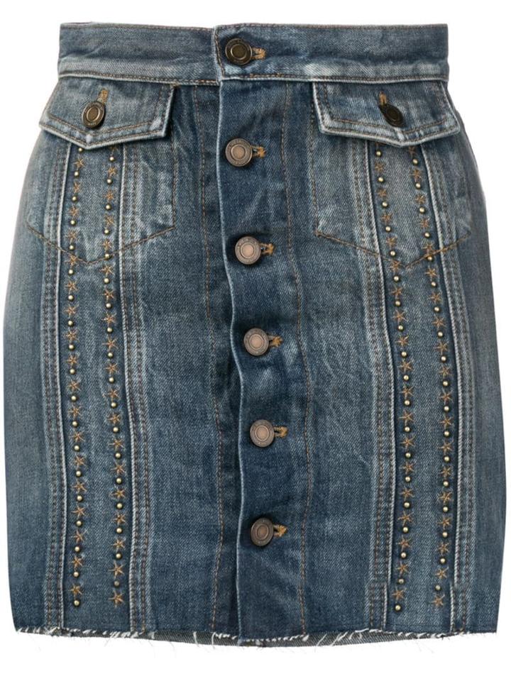 Saint Laurent Star Stud Band Skirt - Blue